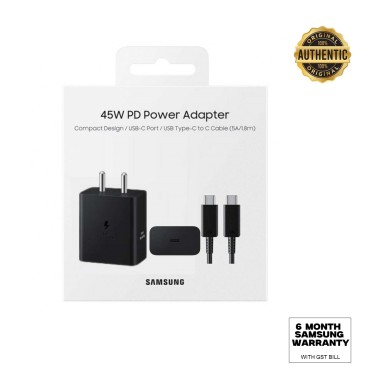 Samsung 45W Fast Charger with Type-C Cable (EP-T4510XBNGIN, Black)