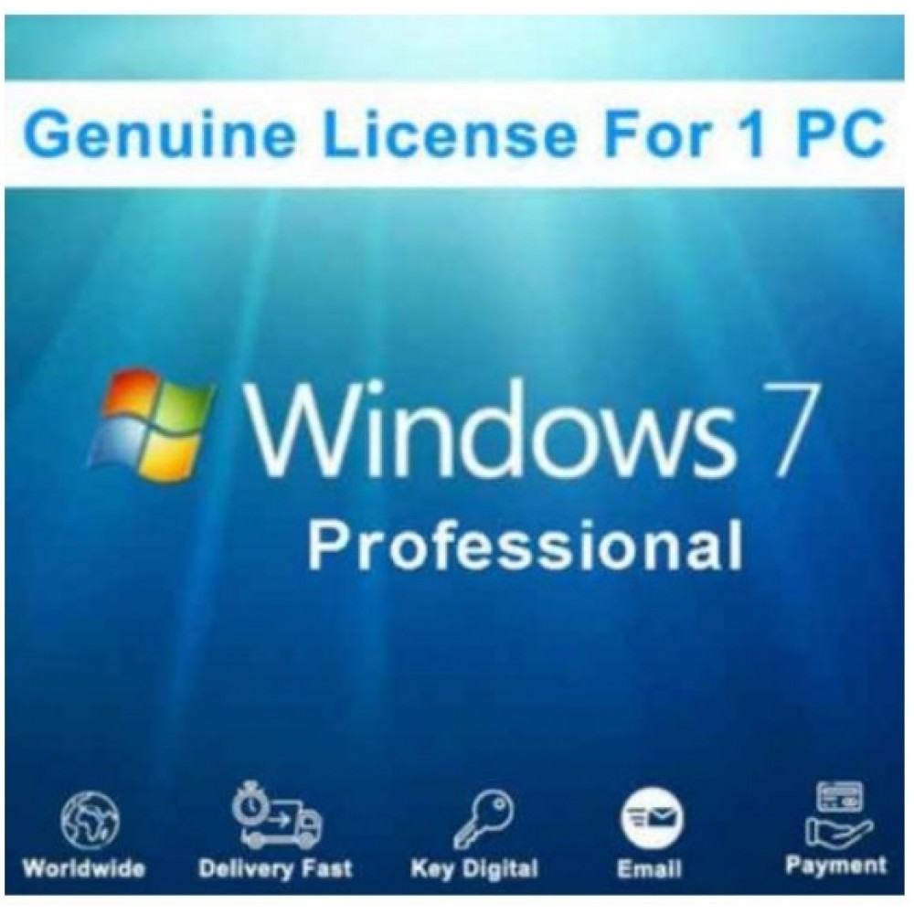 Windows 7 Pro Lifetime Digital Product Key license 32 / 64 Bit