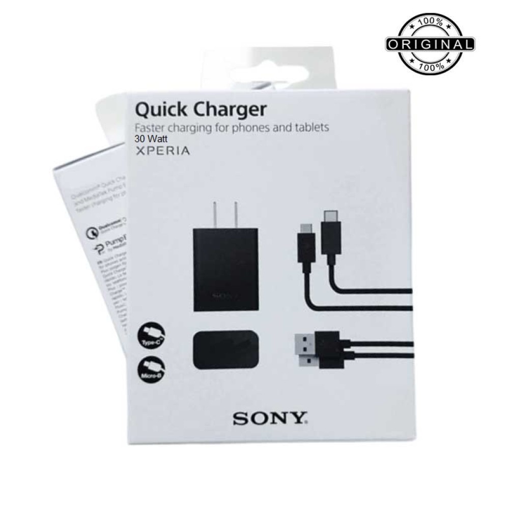 Original Sony 30W Fast Charge Adapter with Dual Type-C Cable 
