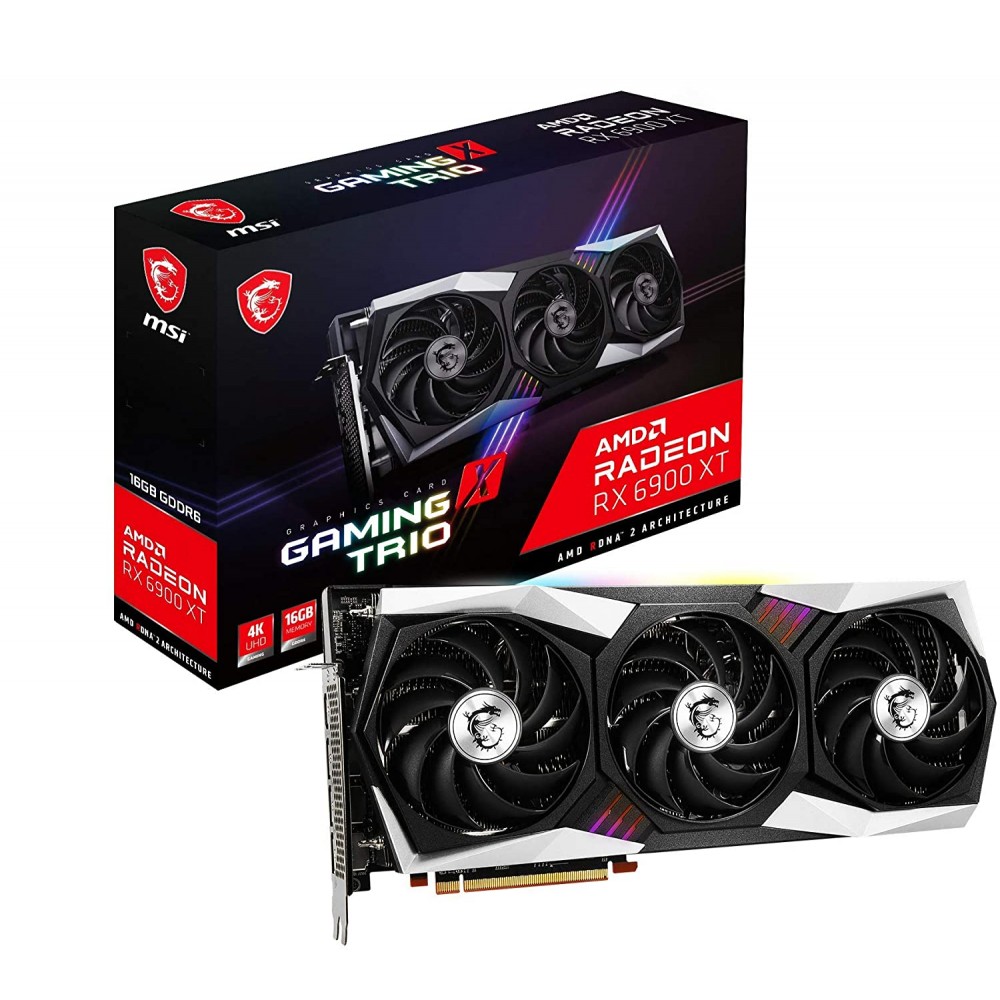 MSI Gaming Radeon RX 6900 XT Boost Clock Up to 2340 MHz 256-bit 16GB GDDR6 DP/HDMI Triple Torx 4.0 Fans FreeSync DirectX 12 VR Ready RGB Graphics Card (RX 6900 XT Gaming X Trio 16G)