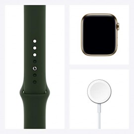 New Apple Watch Series 6 (GPS + Cellular, 40mm) - Gold Stainless Steel Case with Cyprus Green Sport Band