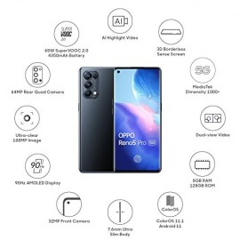 OPPO Reno5 Pro 5G (Starry Black, 8GB RAM, 128GB Storage) with No Cost EMI/Additional Exchange Offers